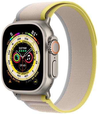 Смарт-годинник Apple Watch ULTRA 49mm Titanium Case with Yellow/Beige Trail Loop - S/M (MNHK3) MNHK3 фото